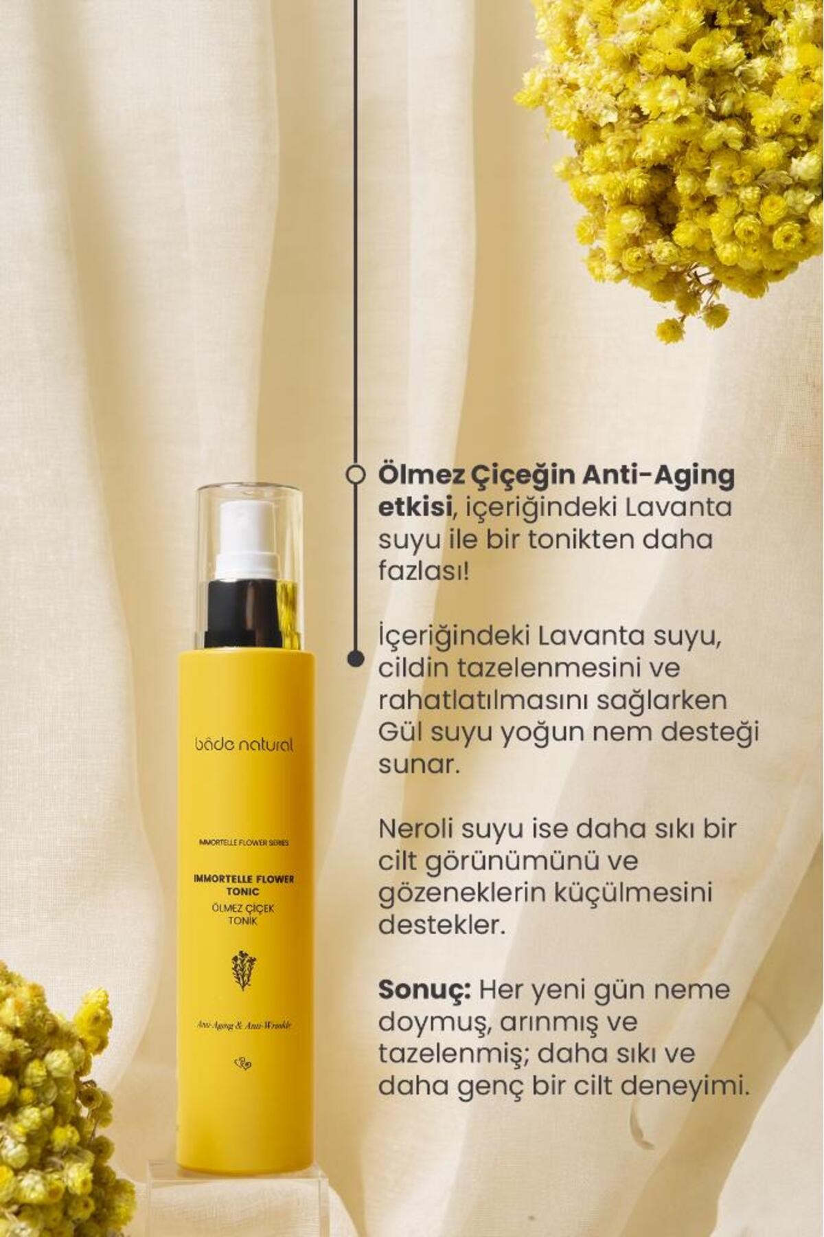 Ölmez Çiçek Yaşlanma ve Kırışıklık Karşıtı Tonik 100 ml