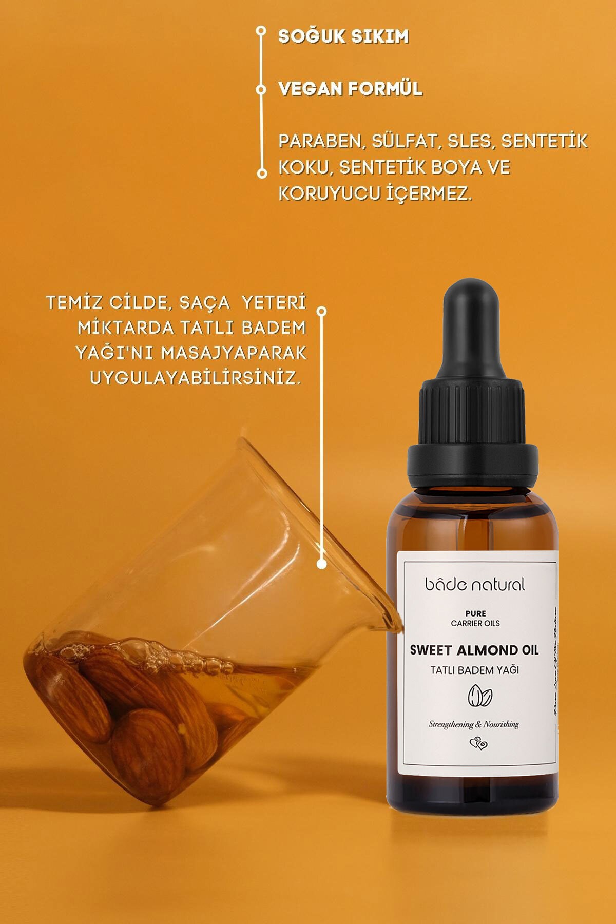 Tatlı Badem Yağı Soğuk Sıkım %100 Saf 30 ml