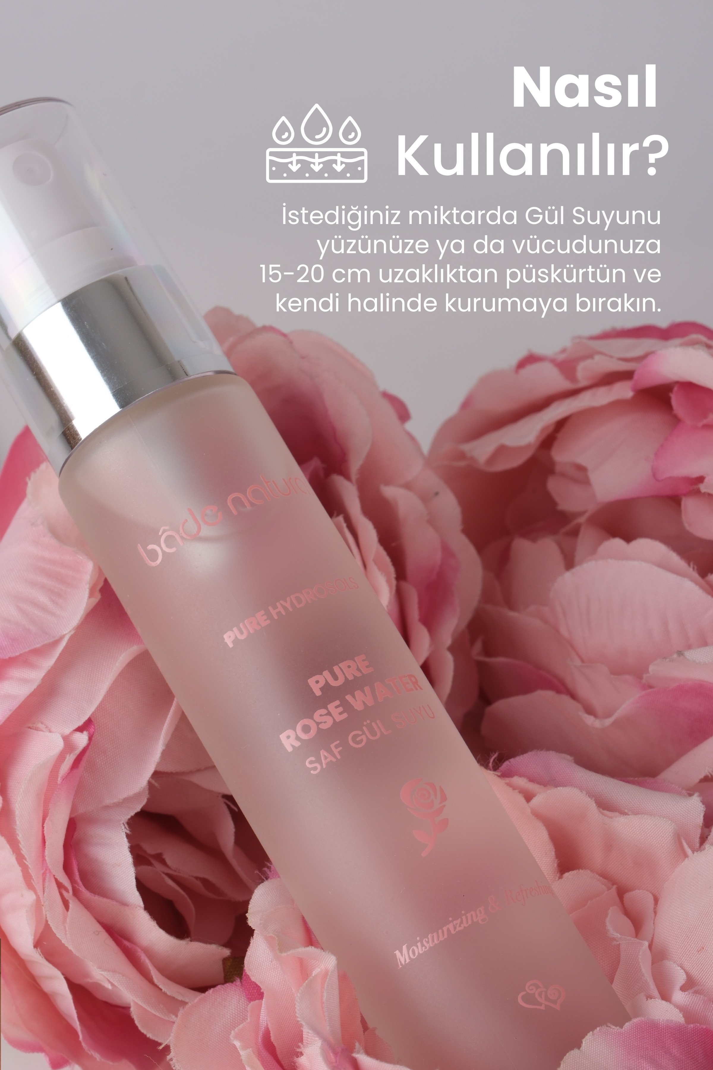 Gül Suyu Gözenek Sıkılaştırıcı Aydınlatıcı ve Arındırıcı Tonik %100 Doğal ve Saf 30 ml