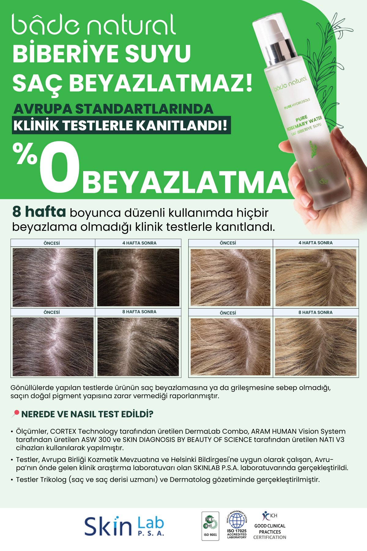 Biberiye Suyu Güçlendirici Saç Toniği %100 Doğal ve Saf 100 ml