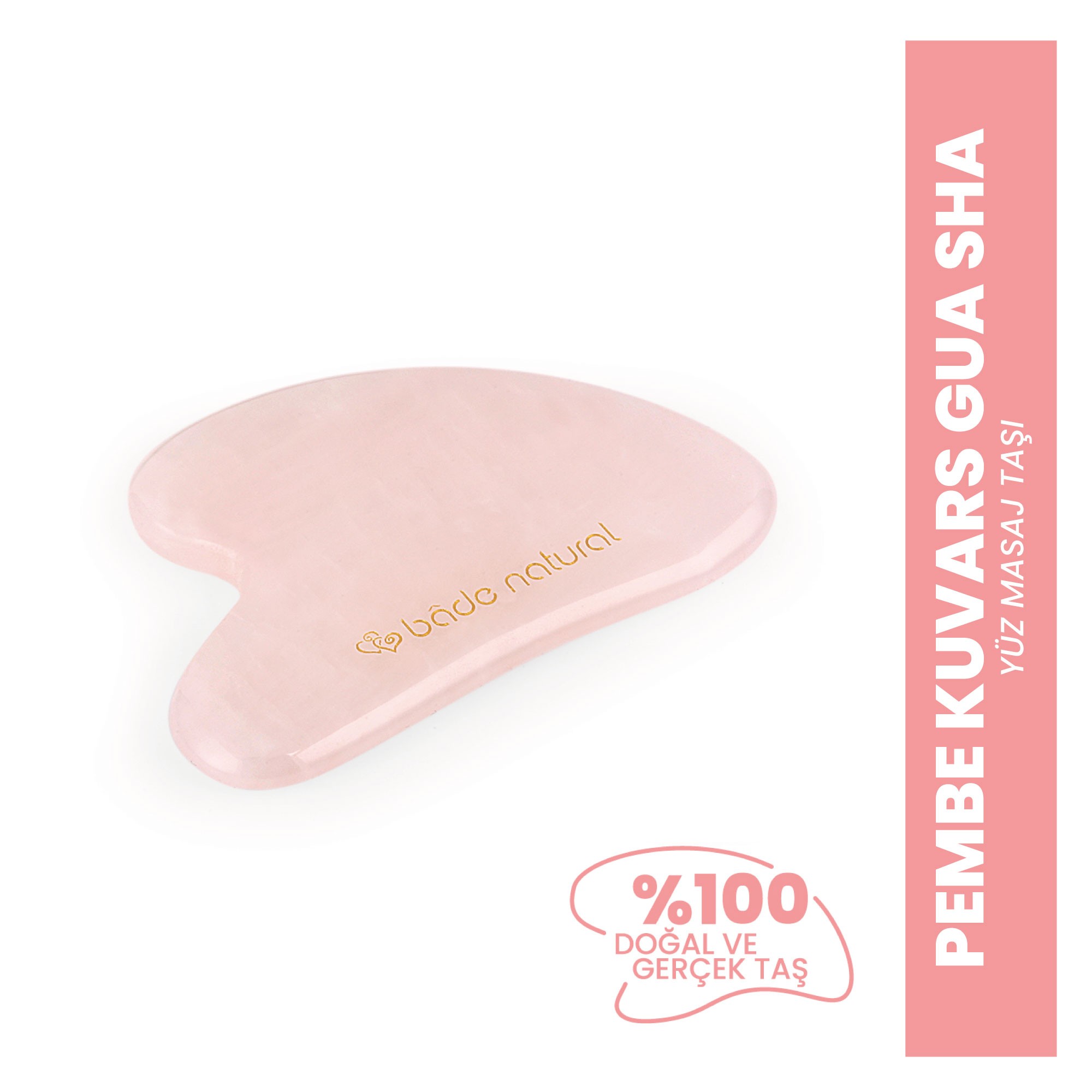 Pembe Kuvars Gua Sha %100 Doğal ve Gerçek Yüz Masaj Taşı