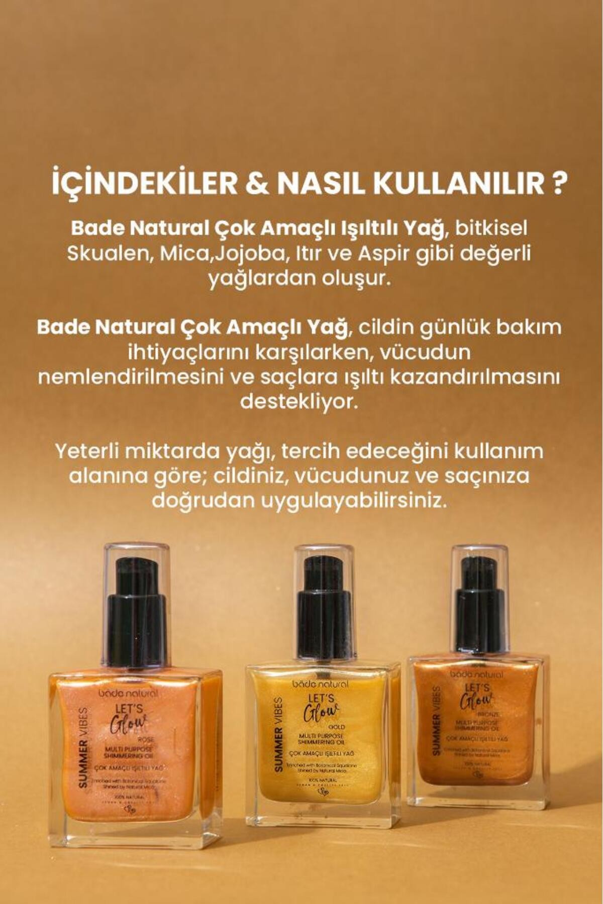 Nemlendirici Işıltılı Gold Çok Amaçlı Vücut Yağı 50 ml