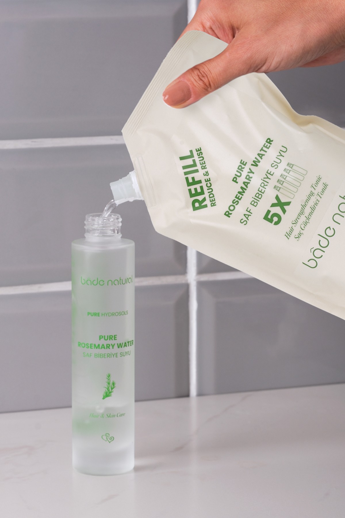 Biberiye Suyu Güçlendirici Saç Toniği Refill Paket 500 ml %100 Doğal ve Saf