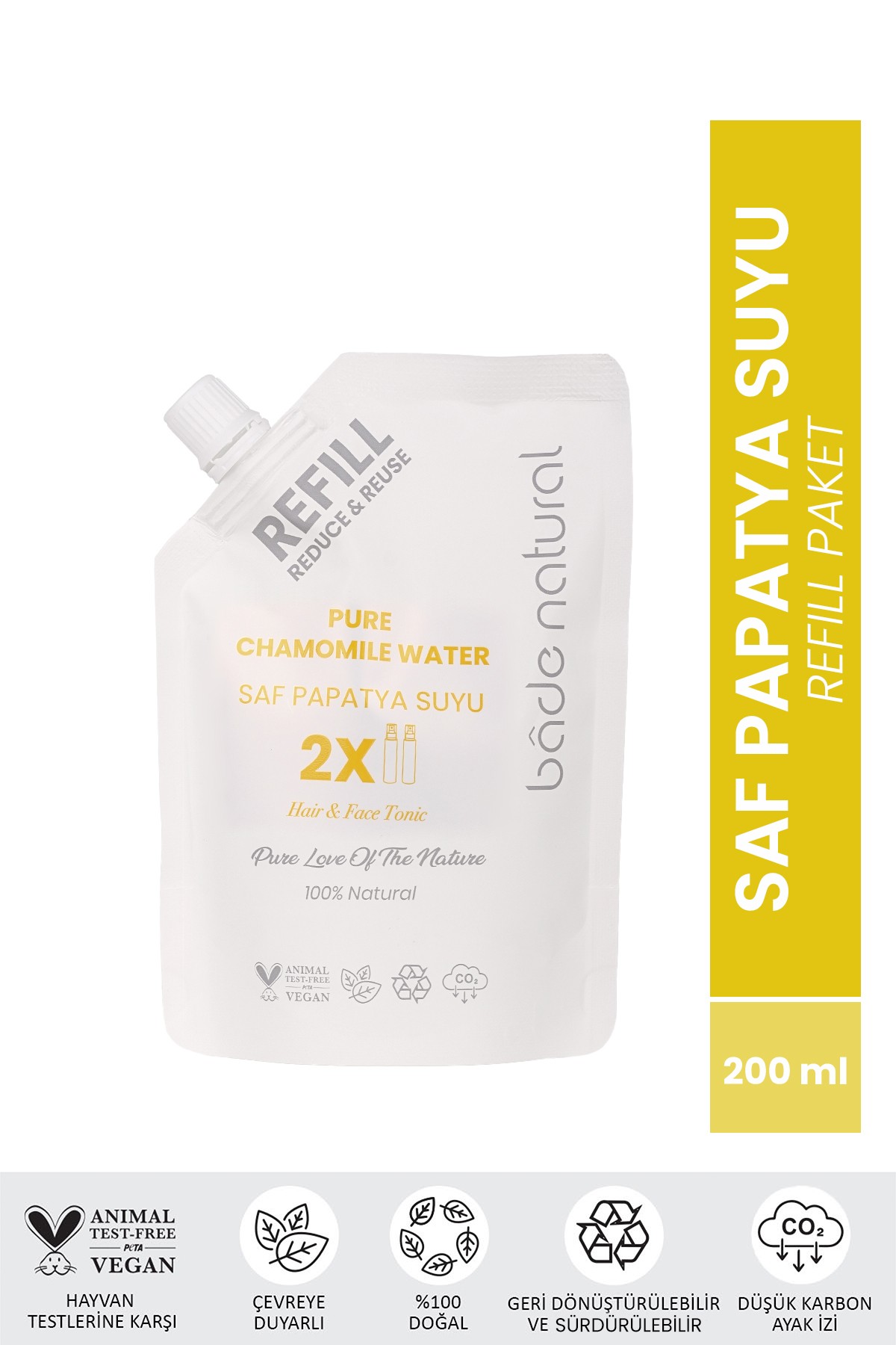Papatya Suyu Saç Toniği %100 Doğal ve Saf Refill Paket 200 ml