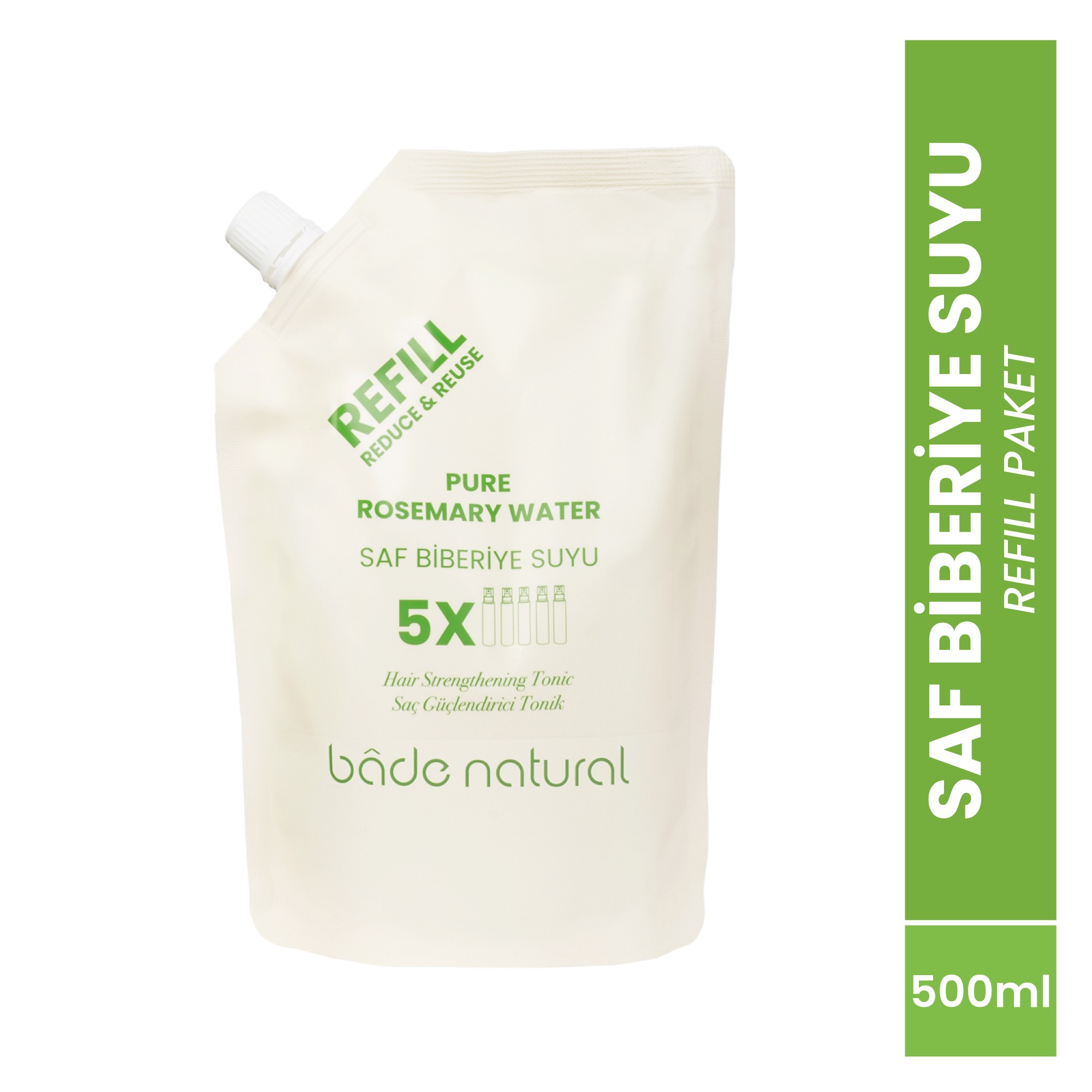 Biberiye Suyu Güçlendirici Saç Toniği Refill Paket 500 ml %100 Doğal ve Saf