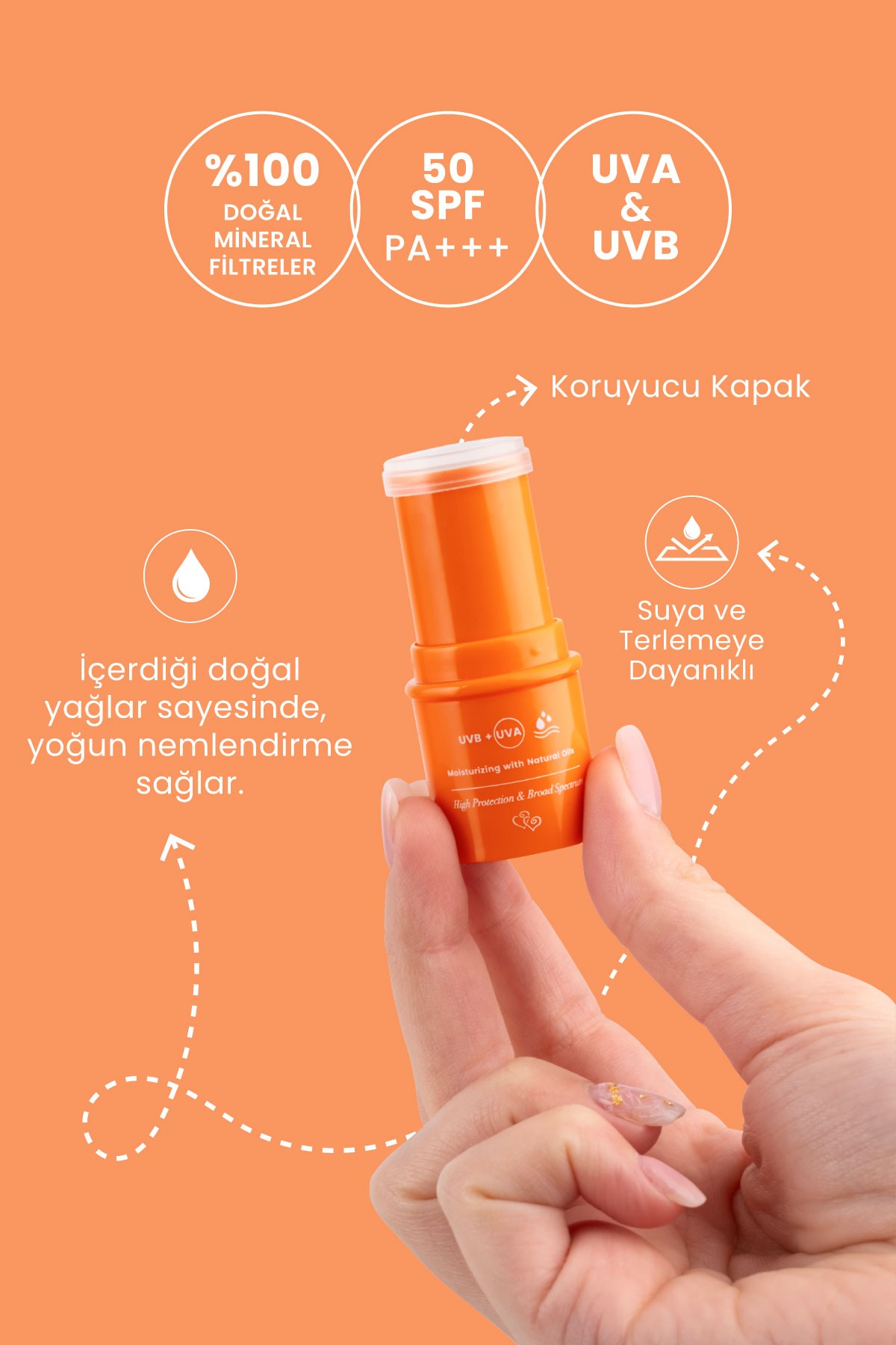 %100 Mineral Filtreli 50 Spf Besleyici Güneş Koruyucu Stick