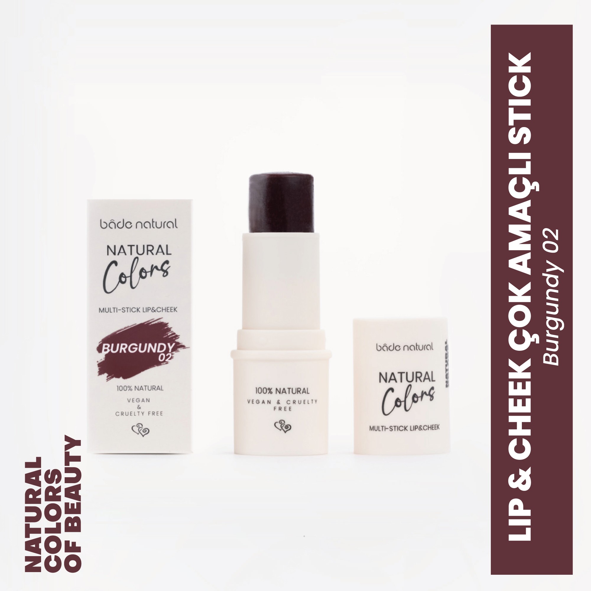 Lip & Cheek Burgundy 02 Çok Amaçlı Stick %100 Doğal