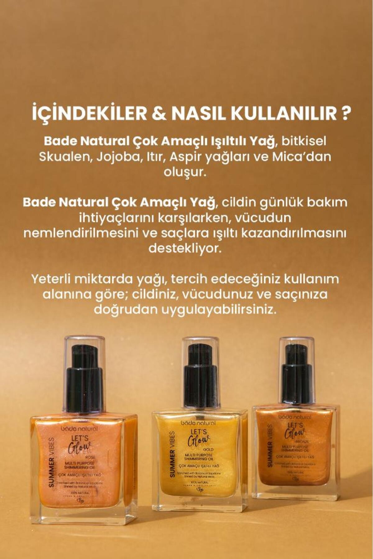 Nemlendirici Işıltılı Rose Çok Amaçlı Vücut Yağı 50 ml