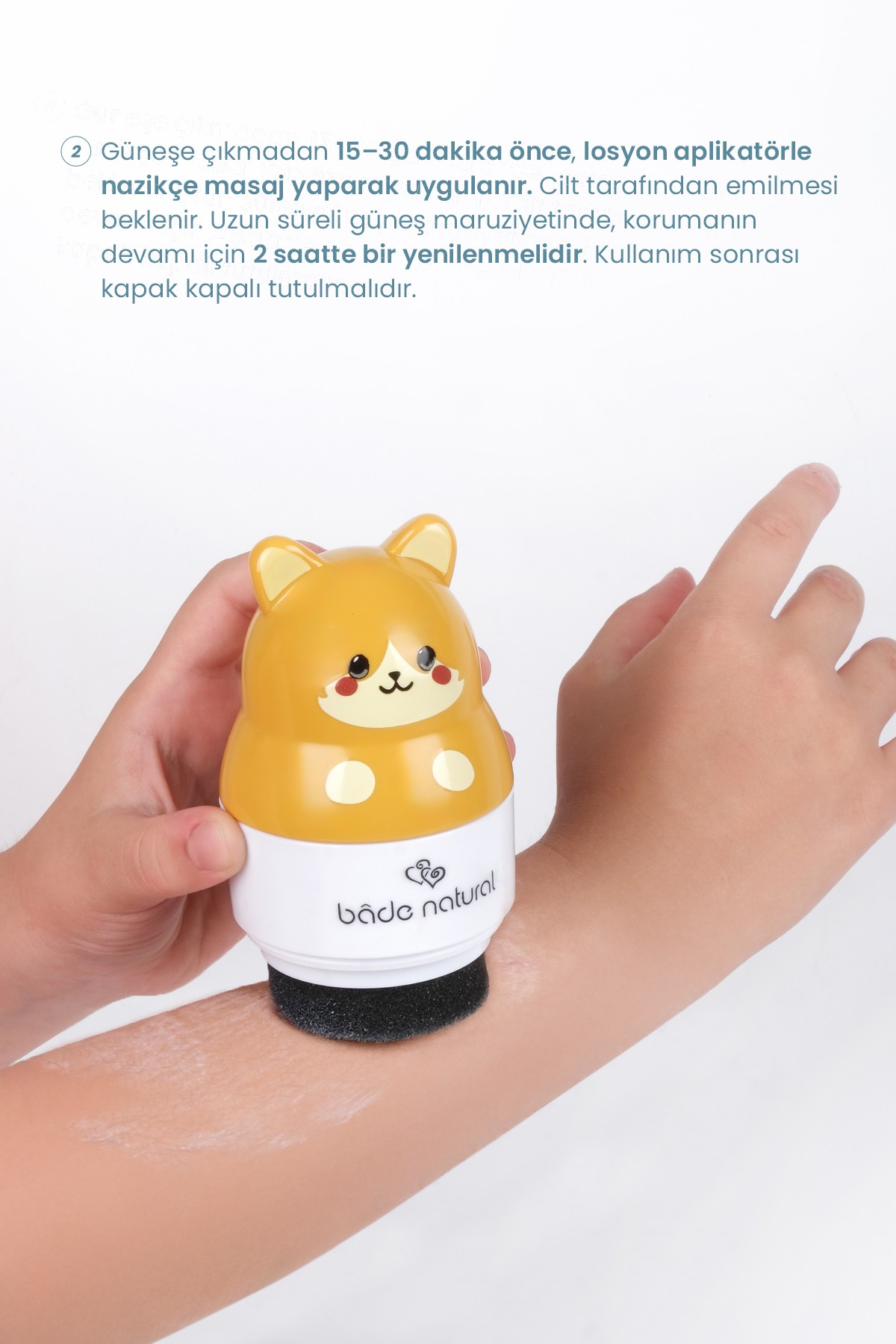 Güneş Koruyucu Losyon Aplikatörü Kedi Figürlü Doldurulabilir Roll On 110 ml
