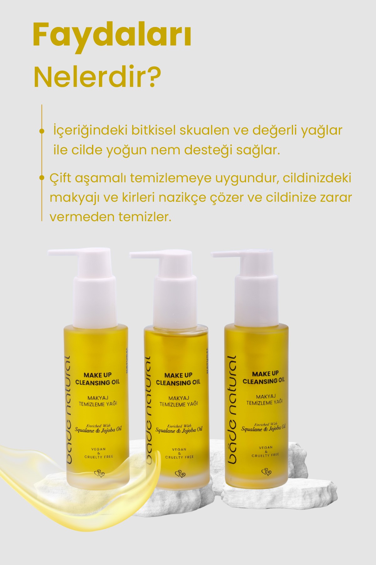 Makyaj Temizleme Yağı Jojoba ve Skualan İçerikli %100 Doğal ve Vegan 100 ml