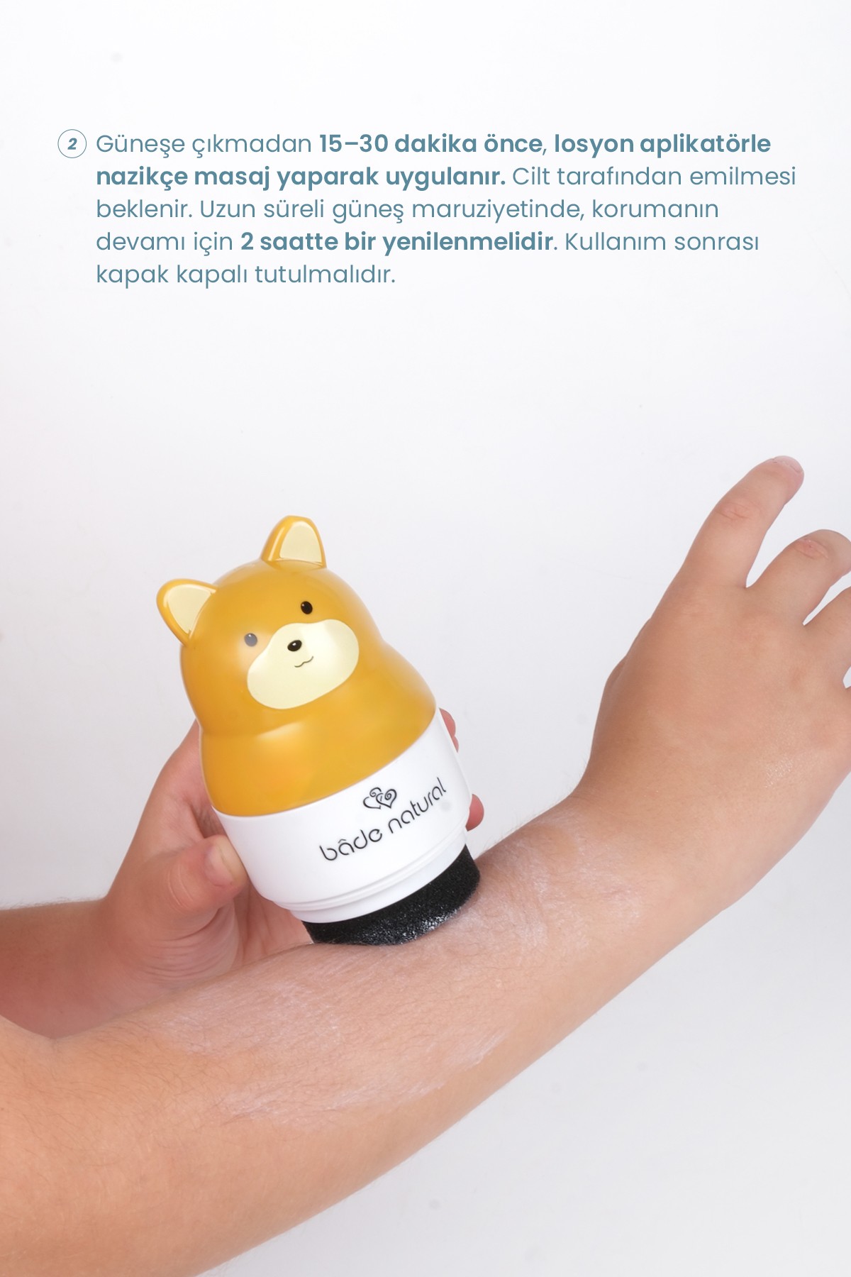 Güneş Koruyucu Losyon Aplikatörü Ayı Figürlü Doldurulabilir Roll On 110 ml