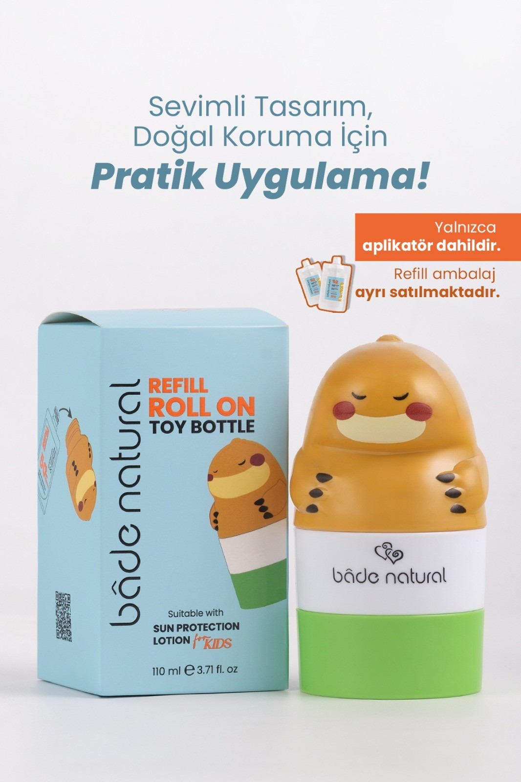 Güneş Koruyucu Losyon Aplikatörü Dinozor Figürlü Doldurulabilir Roll On 110 ml