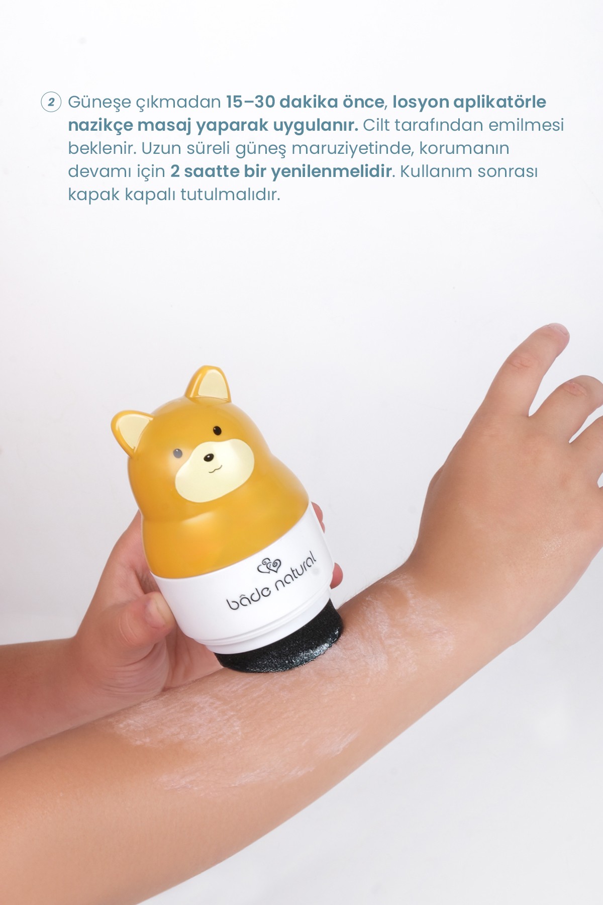 Güneş Koruyucu Losyon Aplikatörü Ayı Figürlü Doldurulabilir Roll On 110 ml