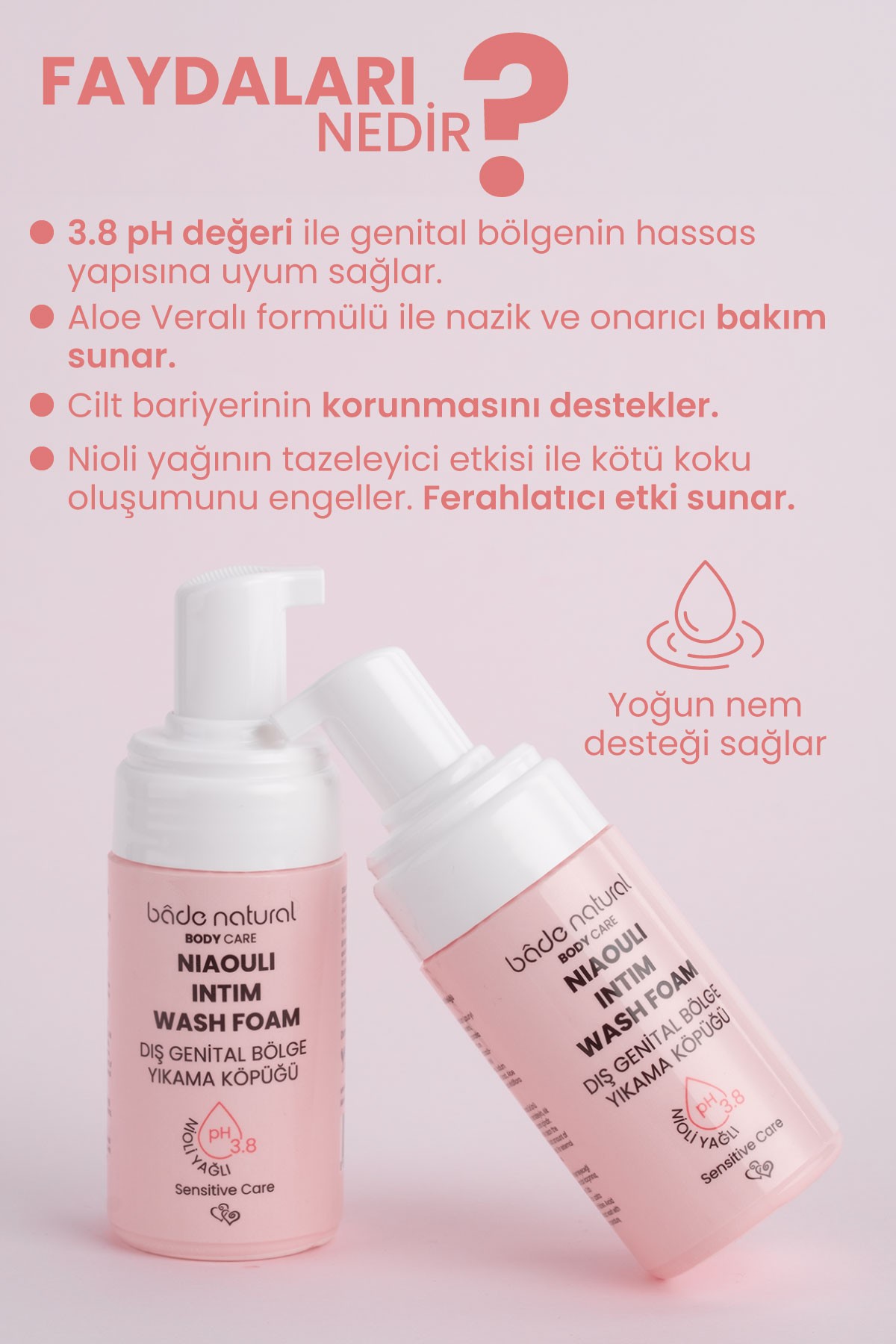 Nioli Yağlı Genital Bölge Yıkama Köpüğü pH 3.8 %100 Doğal 100 ml