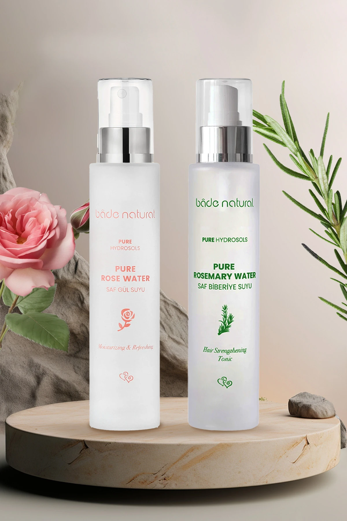 Biberiye Suyu Saç Toniği & Gül Suyu Tonik Set %100 Doğal ve Saf
