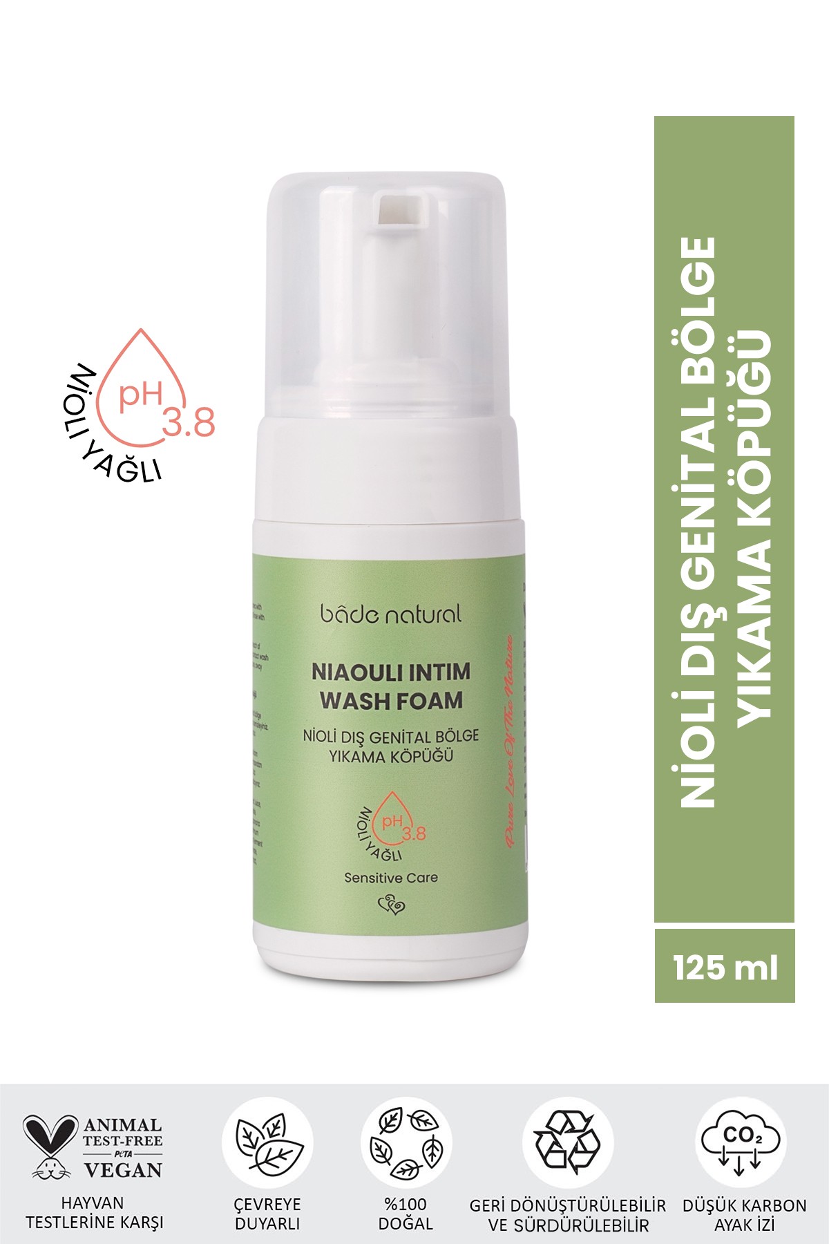 Nioli Yağlı Dış Genital Bölge Yıkama Köpüğü pH 3.8 %100 Doğal 125 ml