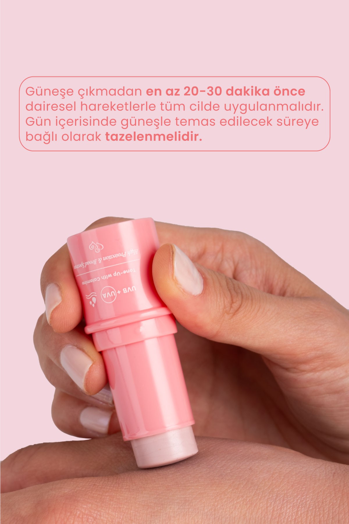 Pembe %100 Mineral Filtreli ve Doğal Güneş Koruyucu Stick 30 Spf Kalaminli