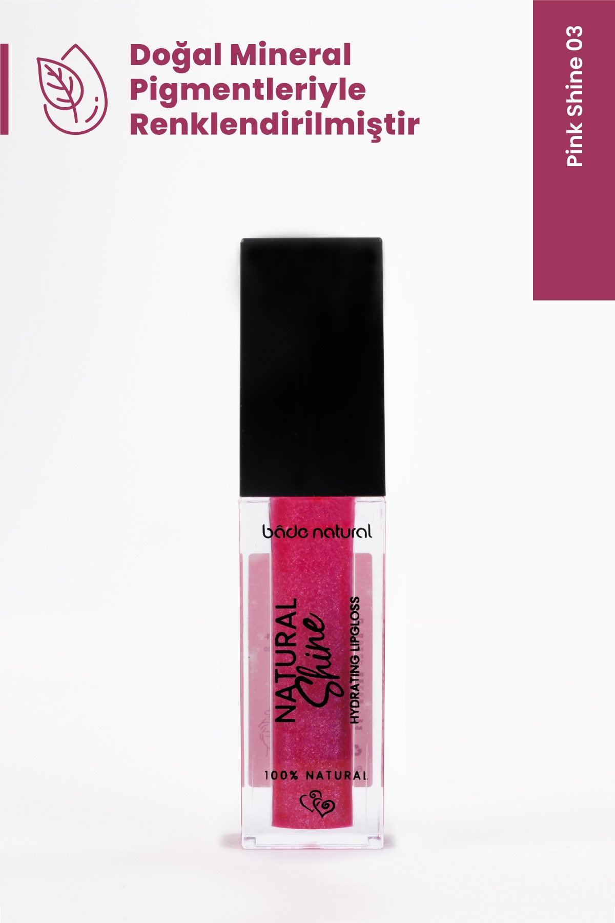 Nemlendirici Lipgloss Pink Shine 03 Dudak Parlatıcısı %100 Doğal