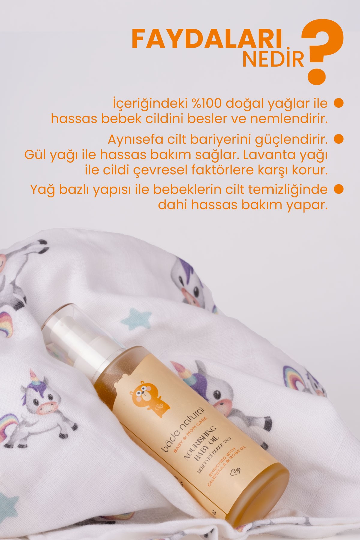 Besleyici ve Rahatlatıcı Bebek Masaj Yağı %100 Doğal 100 ml