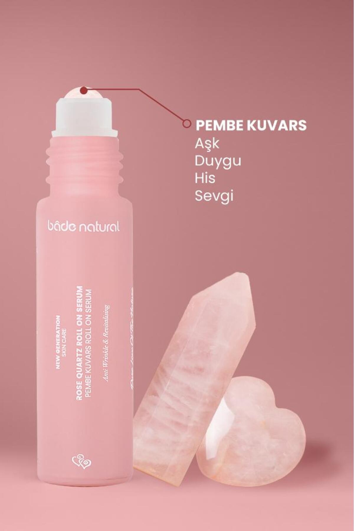 Pembe Kuvars Roll On Antioksidan Yüz Masaj Serumu 10 ml