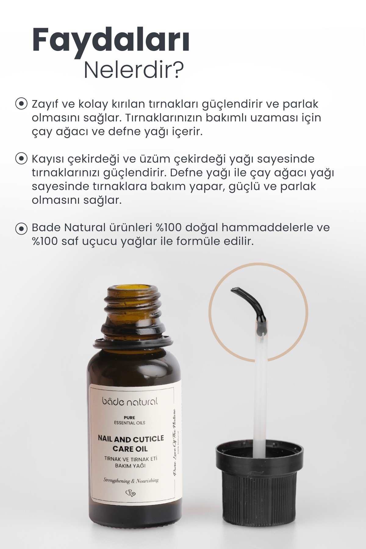 Tırnak ve Tırnak Eti Besleyici ve Güçlendirici Bakım Yağı %100 Doğal 20 ml