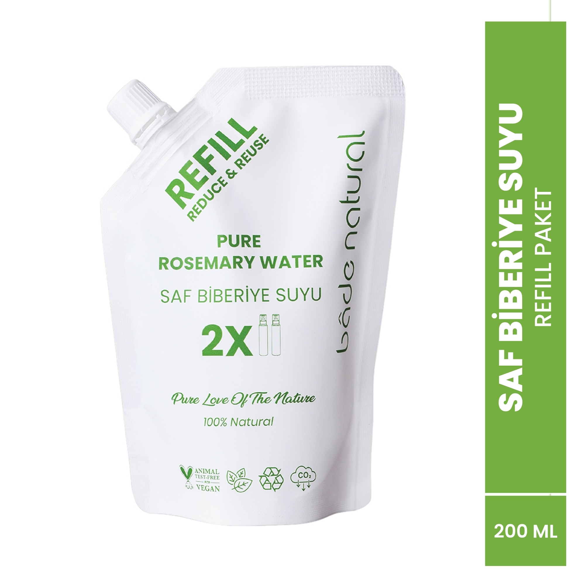 Biberiye Suyu Güçlendirici Saç Toniği Refill Paket 200 ml %100 Doğal ve Saf