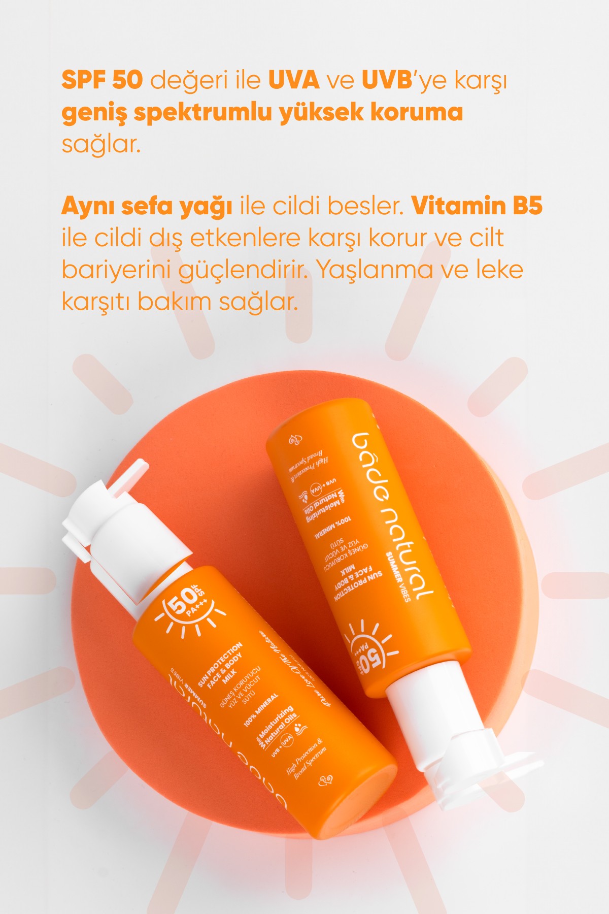 50 SPF Güneş Koruyucu Yüz ve Vücut Sütü 100 ml