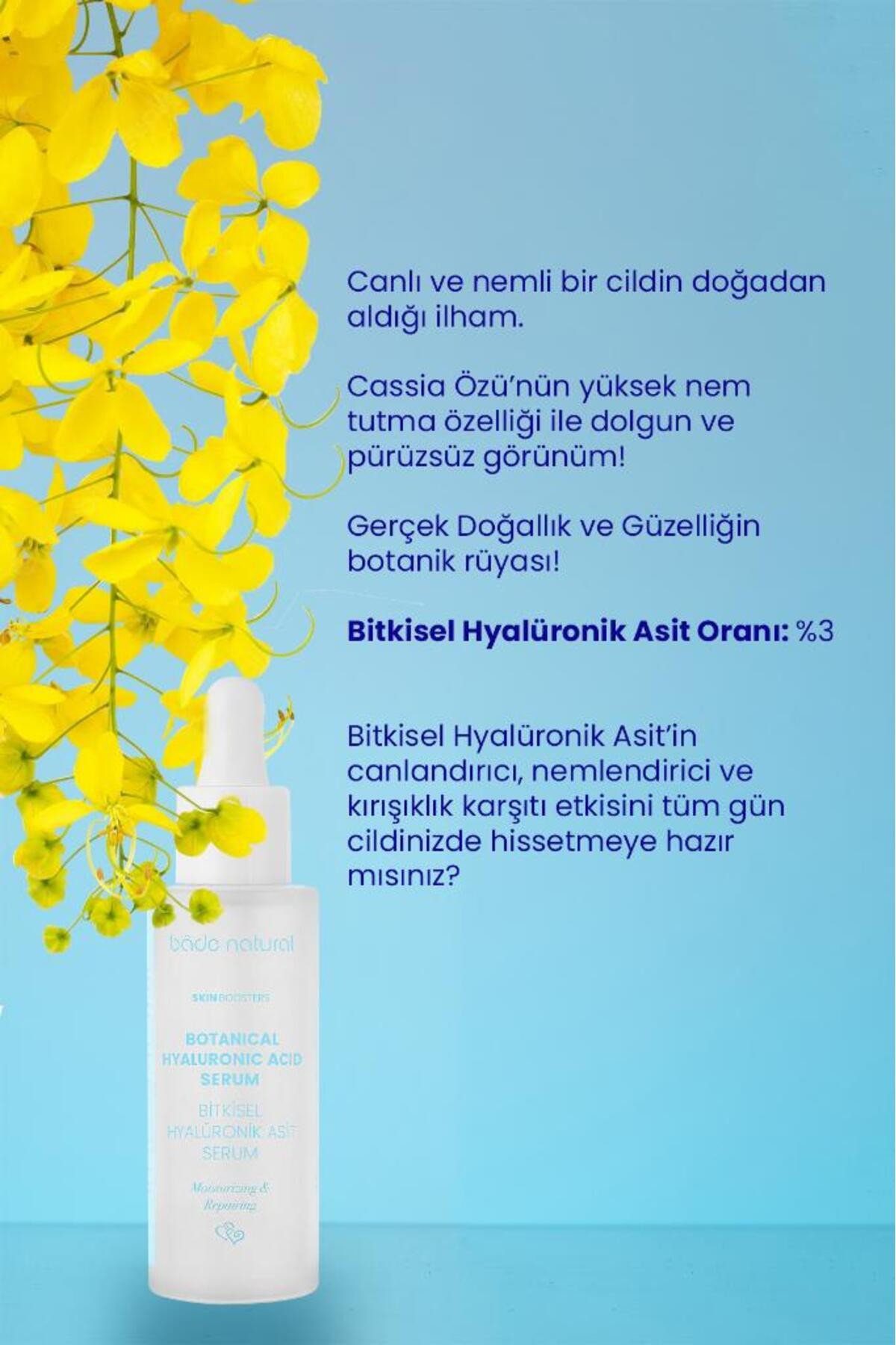 Bitkisel Hyalüronik Asit Yüz Serumu Nemlendirici ve Canlandırıcı 30 ml