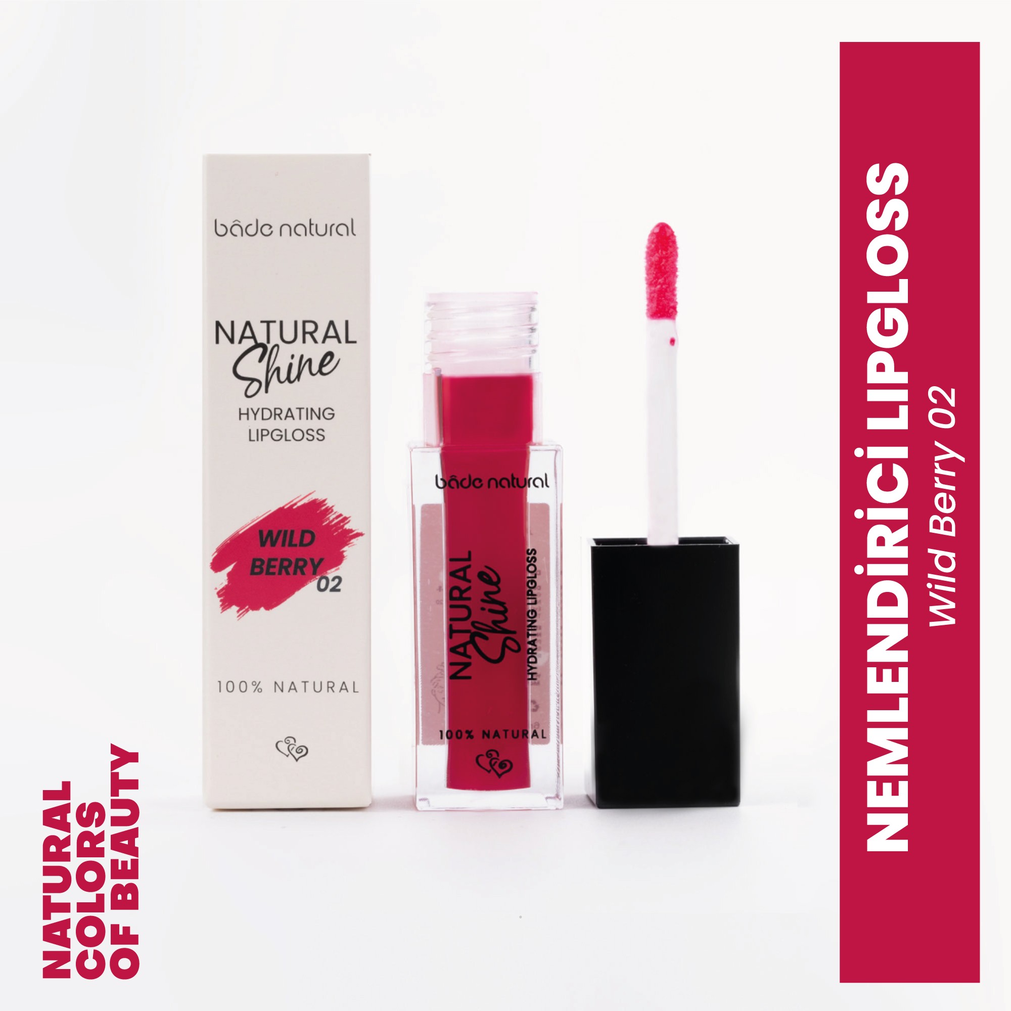 Nemlendirici Lipgloss Wild Berry 02 Dudak Parlatıcısı %100 Doğal