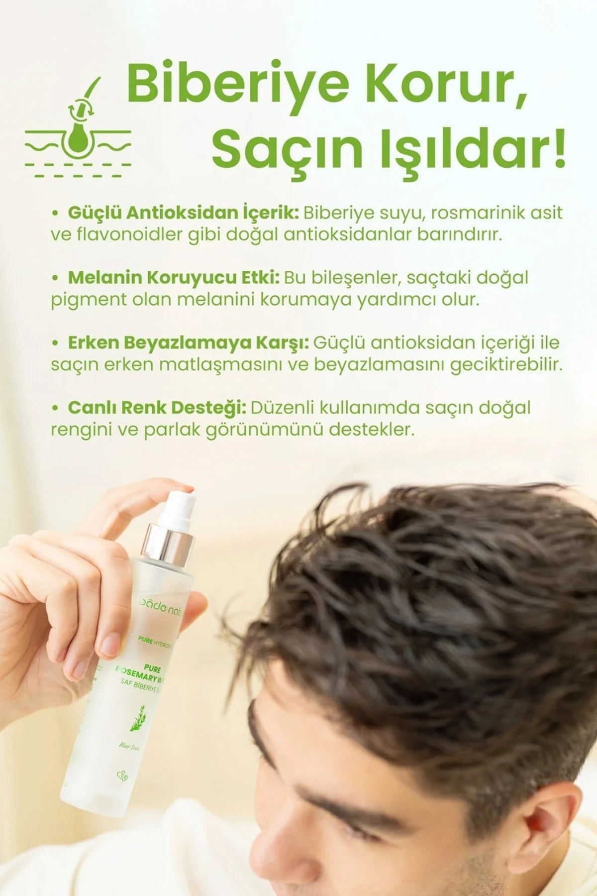 Biberiye Suyu Saç Toniği & Gül Suyu Tonik Set %100 Doğal ve Saf