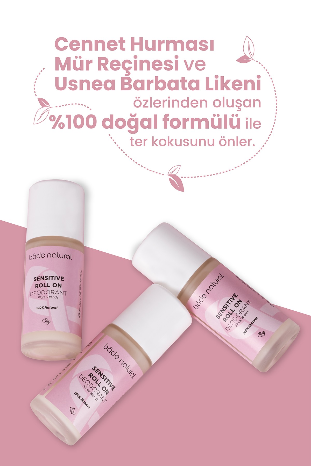 Doğal Roll On Floral Blends Deodorant Hassas Ciltler İçin Ter Kokusu Önleyici Vegan 50 ml