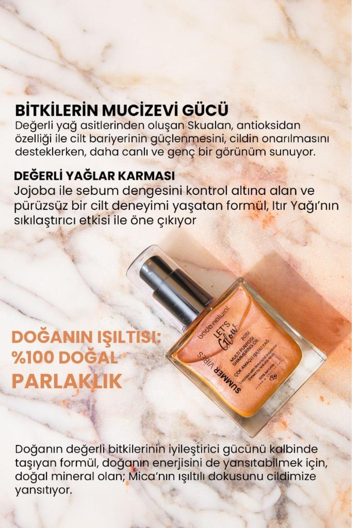 Nemlendirici Işıltılı Rose Çok Amaçlı Vücut Yağı 50 ml