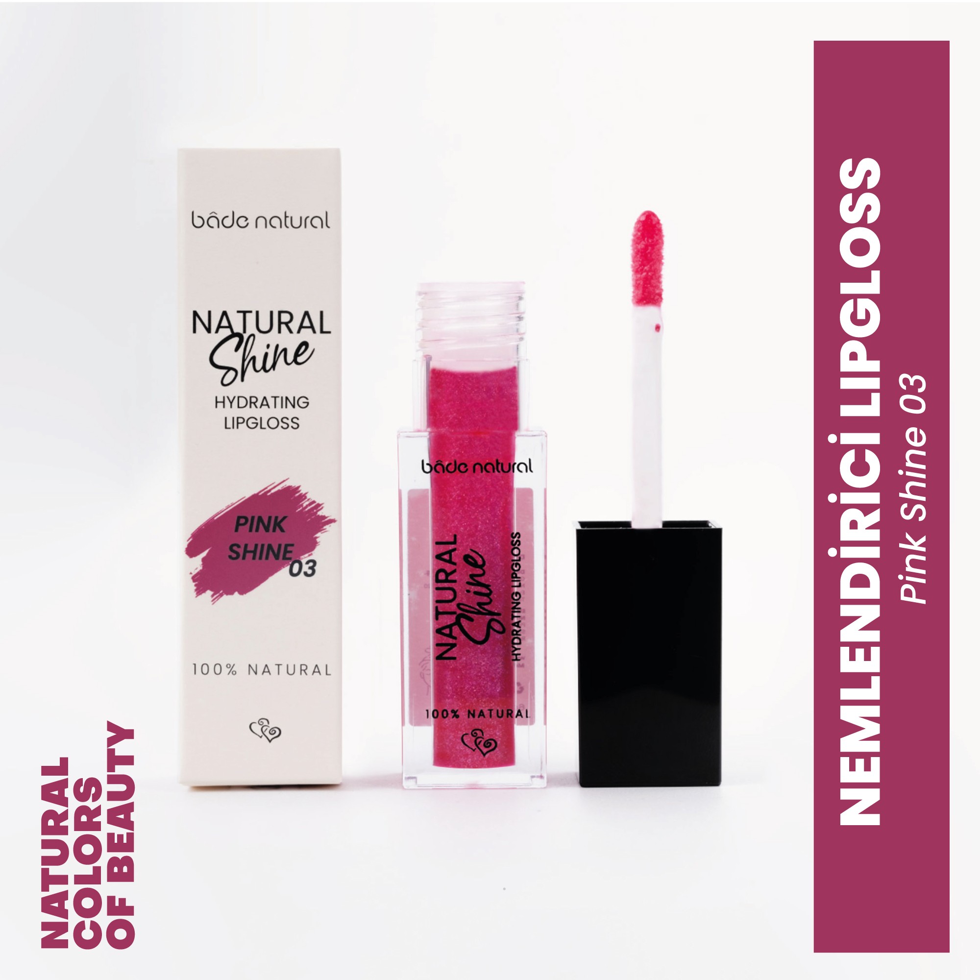 Nemlendirici Lipgloss Pink Shine 03 Dudak Parlatıcısı %100 Doğal