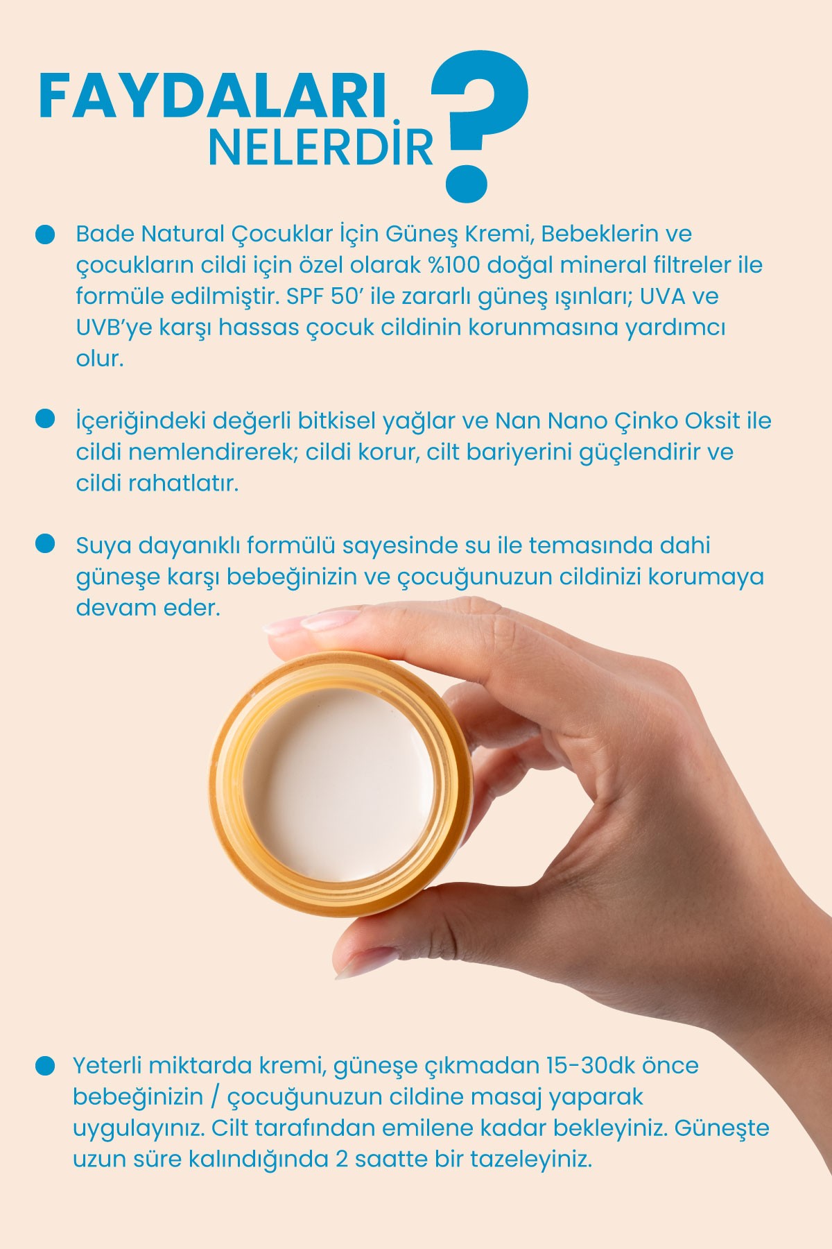 50 Spf Yüksek Korumalı %100 Mineral Filtreli ve Doğal Çocuklar İçin Güneş Koruyucu Krem