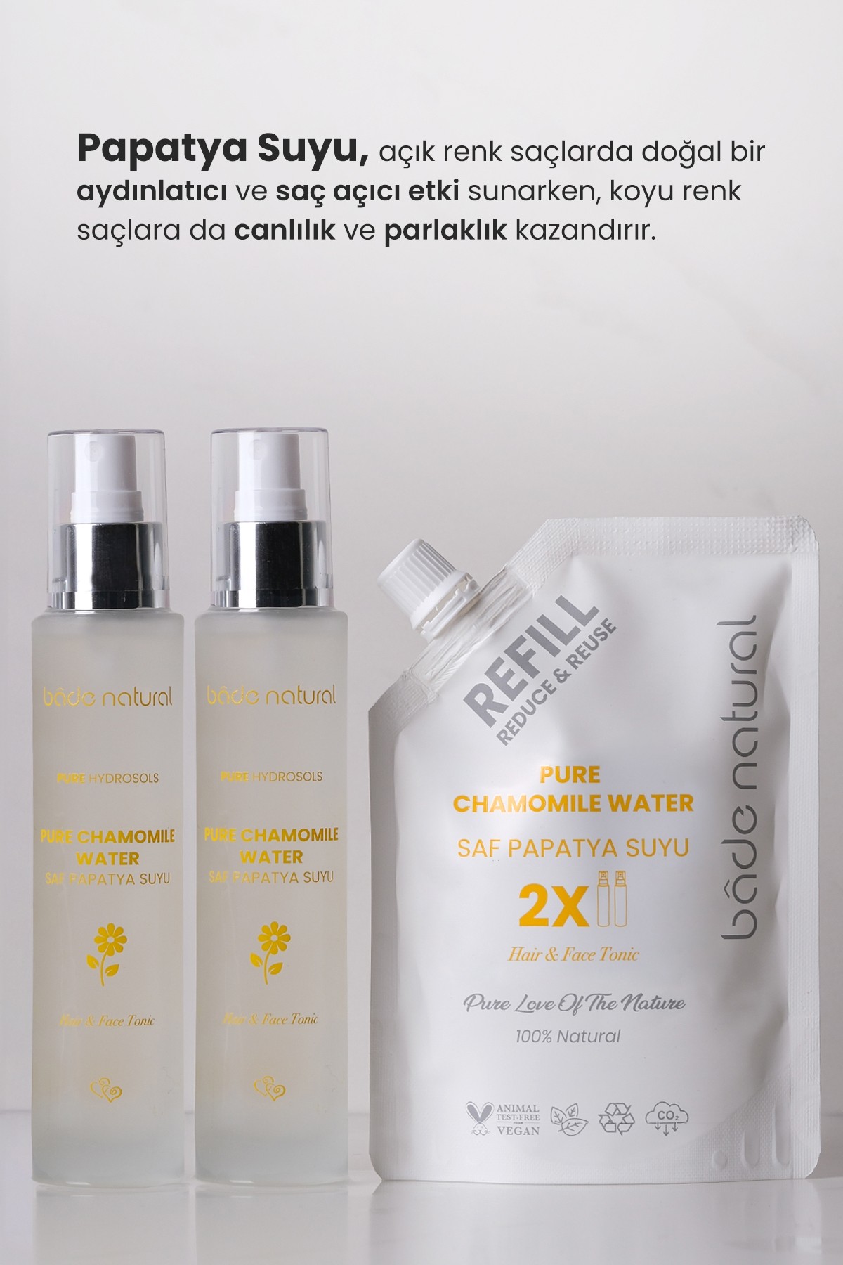 Papatya Suyu Saç Toniği %100 Doğal ve Saf Refill Paket 200 ml