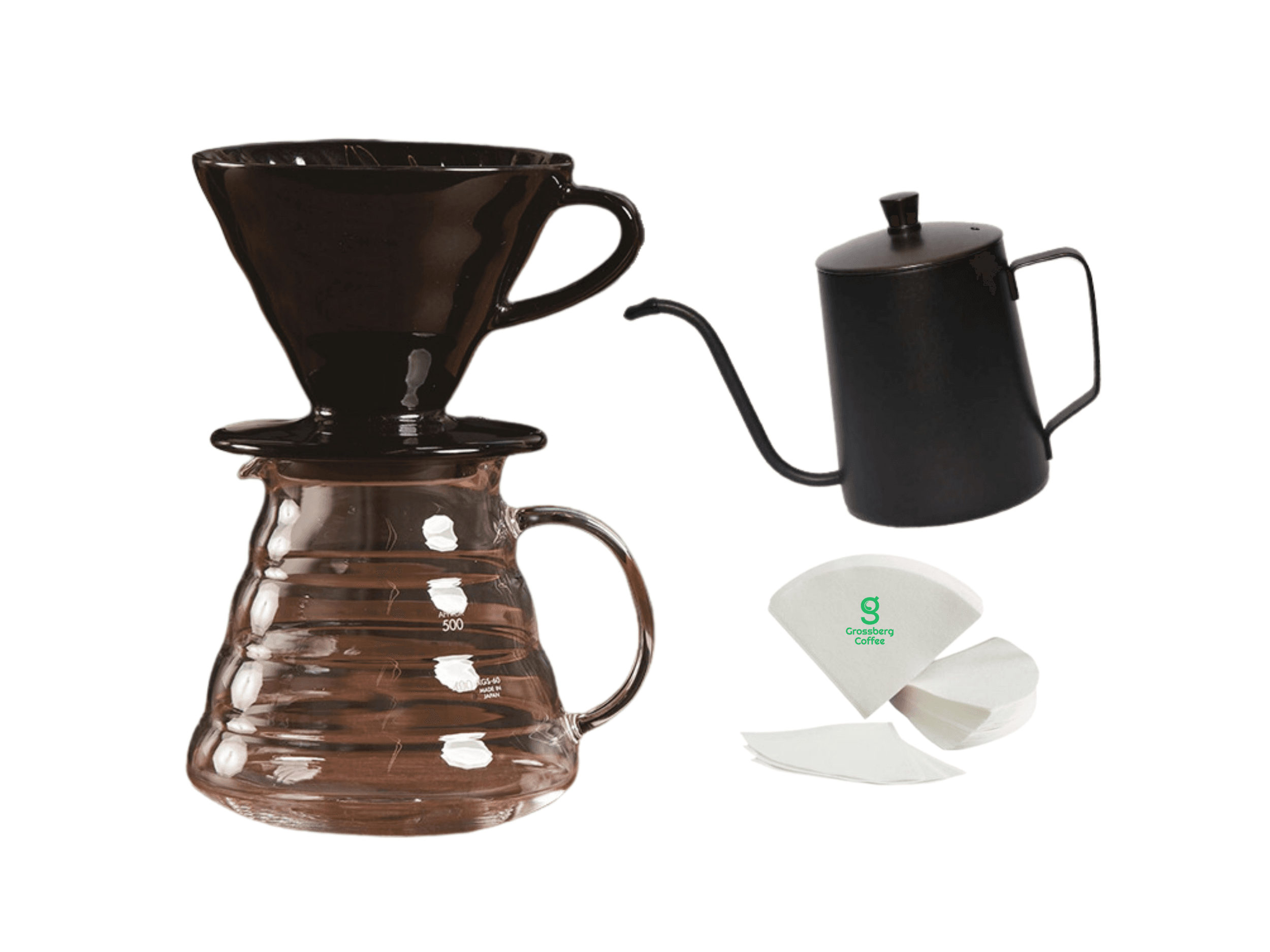 Siyah V60-Sürahi Filtre Kağıdı Drip Kettle Set