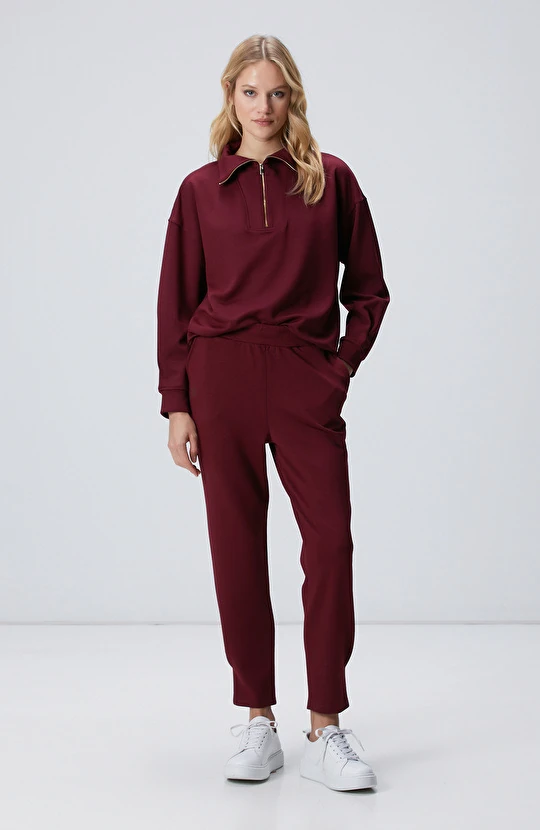 Network Y.Fermuar Paçası Pile Detaylı Bordo Takım