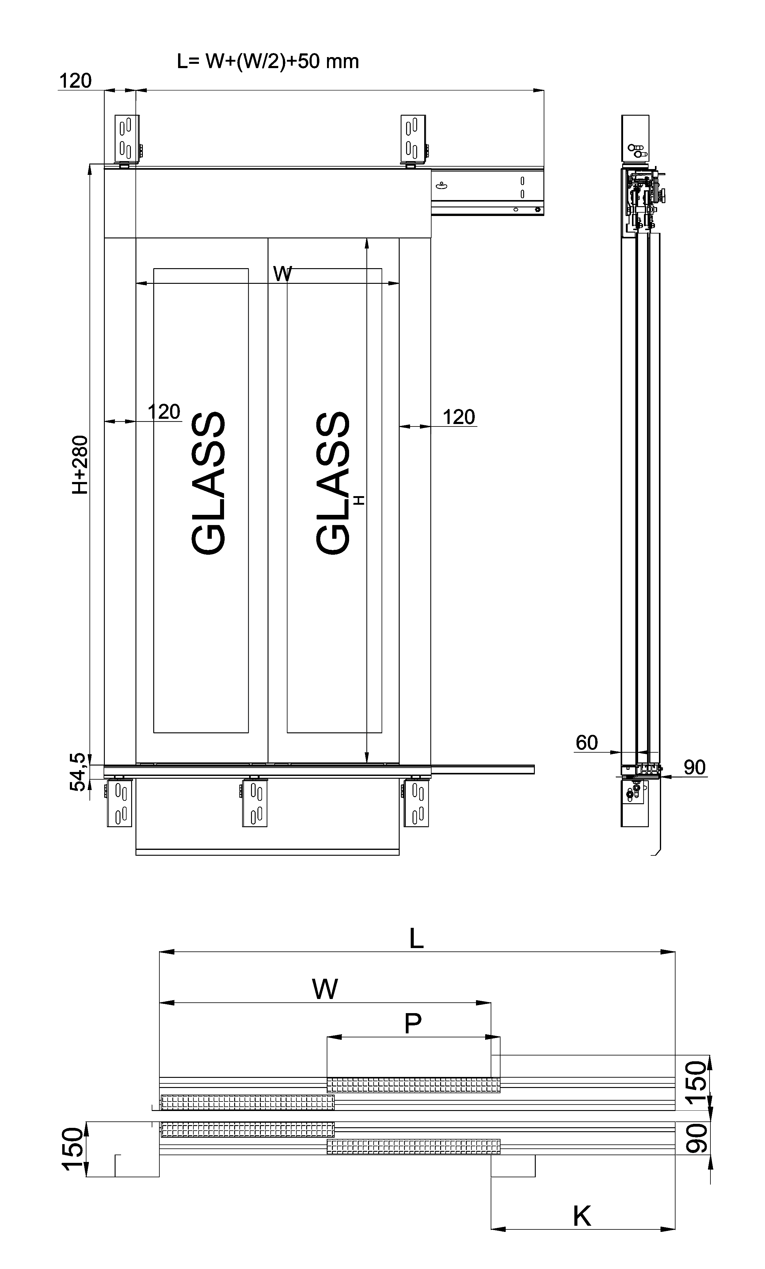 Otomatik Kapı | 2 Panel | Teleskobik | Camlı