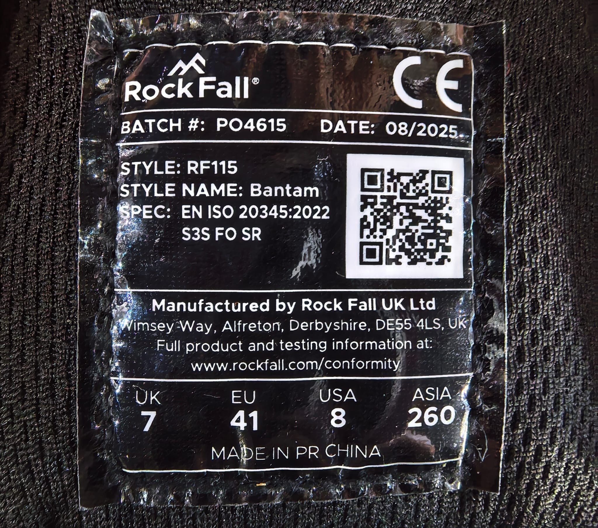Rock Fall RF170 Granite dış tabanında SLIP RESISTANT, LADDER, SHANK ve NITRILE kabartma işaretleri