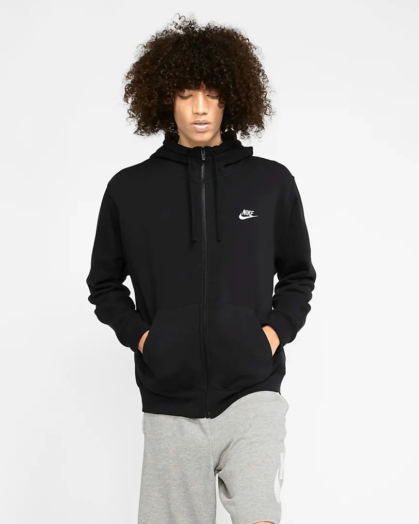 Club Fleece Full Zip Hoodie - Siyah