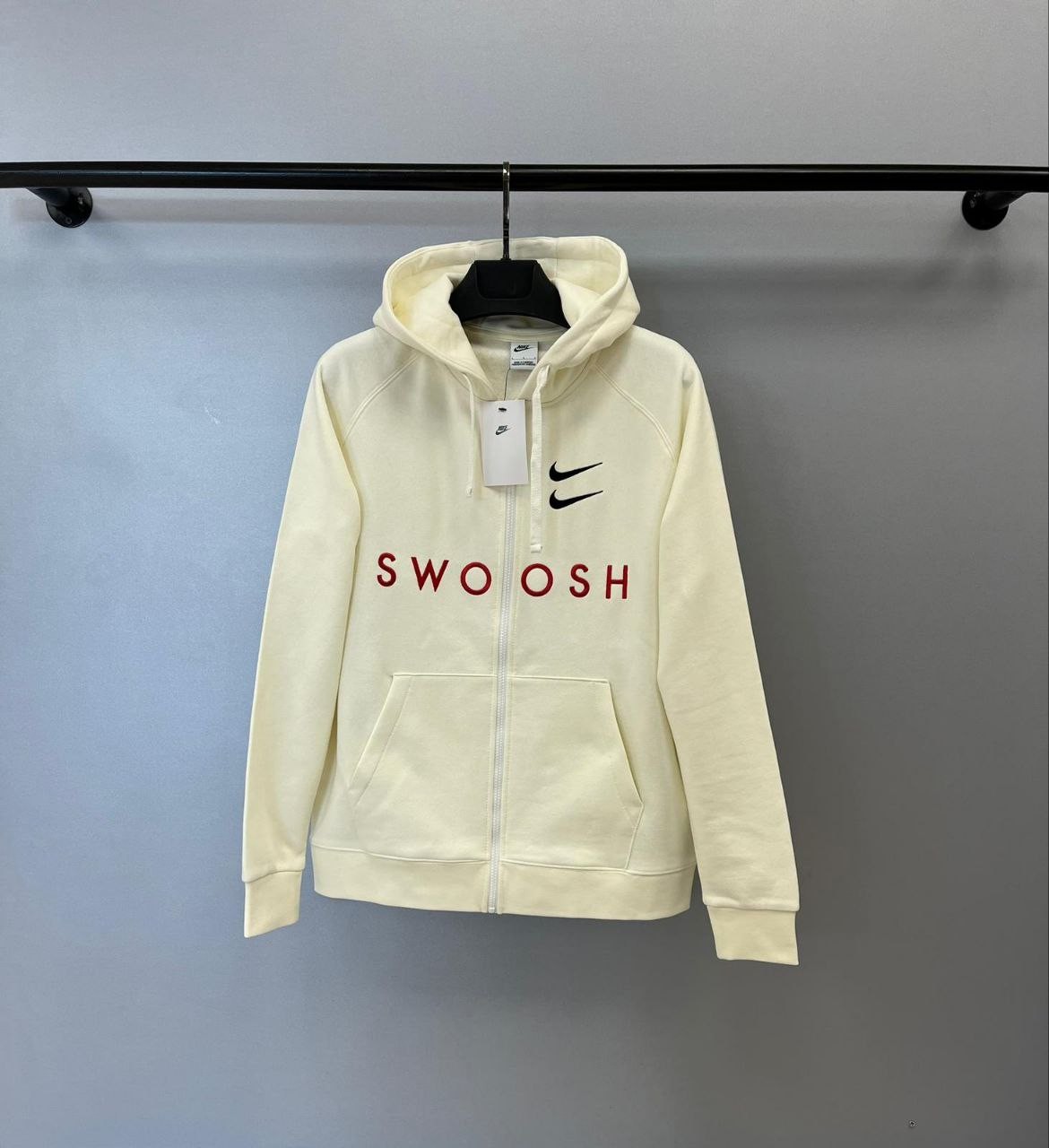 Swoosh Full Zip Hoodie - Kırık Beyaz