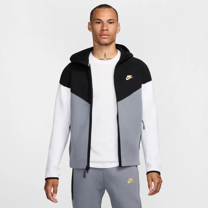 Nsw Tech Fleece Windrunner Full Zip Hoodie - Cool Grey/Metallic Gold