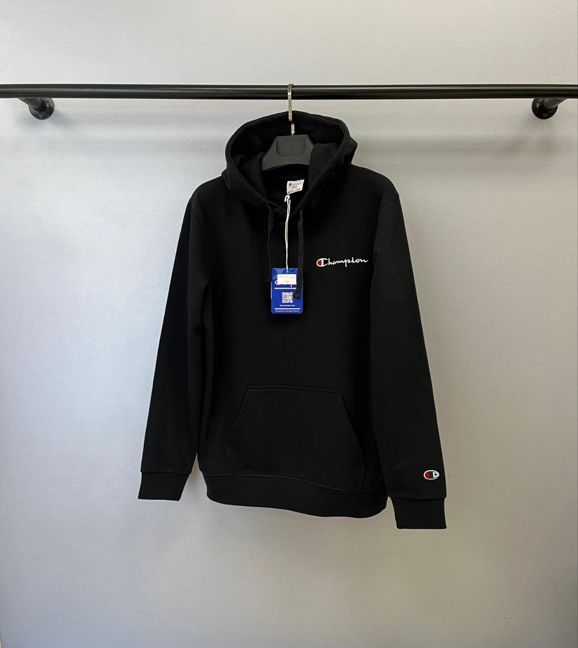 Embroidered Small Script Logo Hoodie