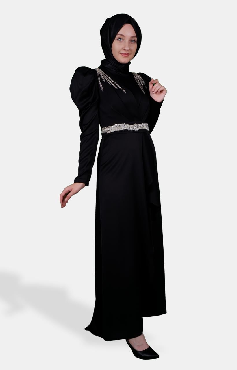 DEMET İpek Elbise 20YD-5406 - Siyah