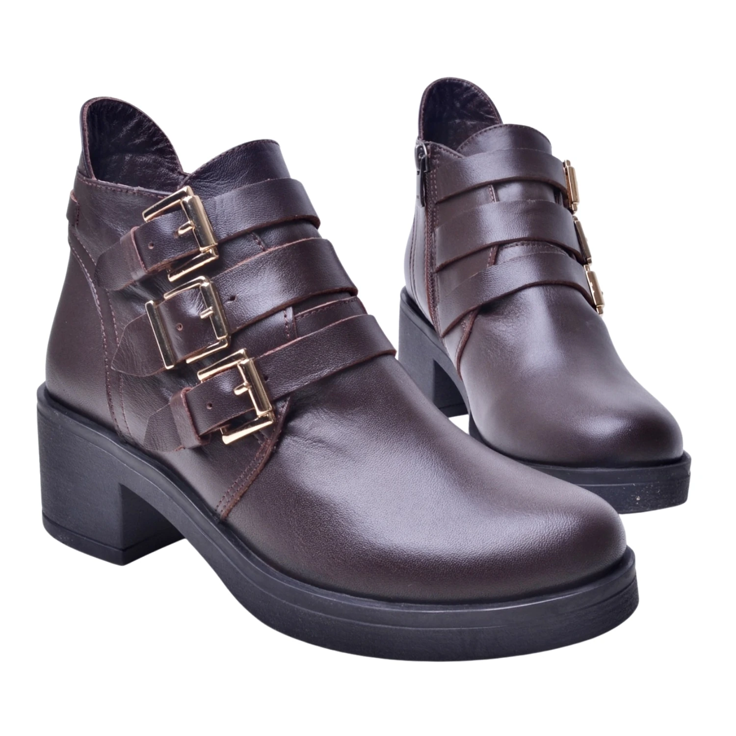 Albini Kadın Deri Toka Detaylı Bot 26106051K - Kahve