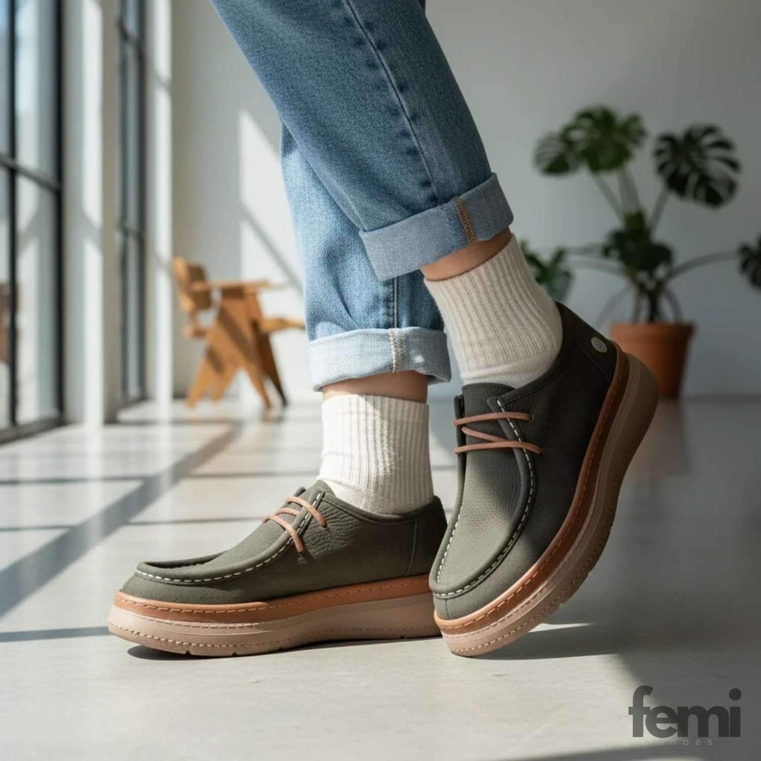 Mammamia Kadın Deri Ayakkabı D25KA-7025 - Haki