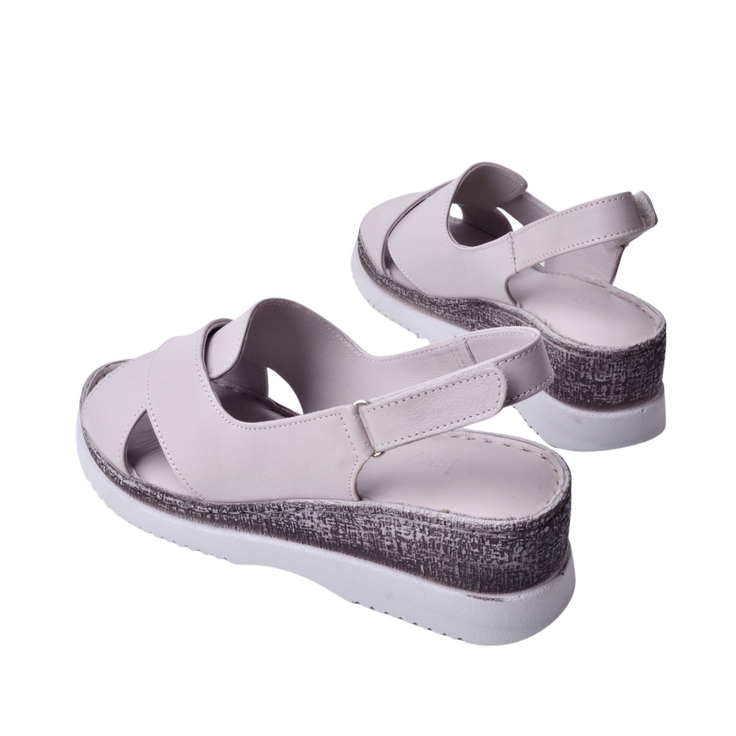 Femi 436 Kadın Dolgu Topuk Sandalet - Vizon