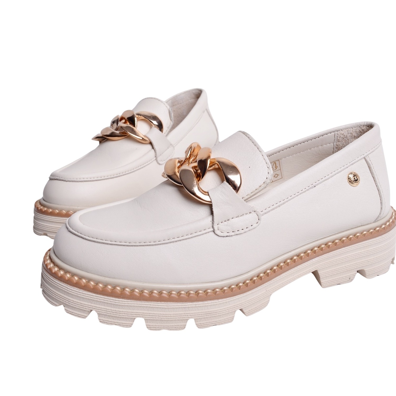 Mammamia Kadın Deri Loafer Ayakkabı D25YA-3690  - Bej