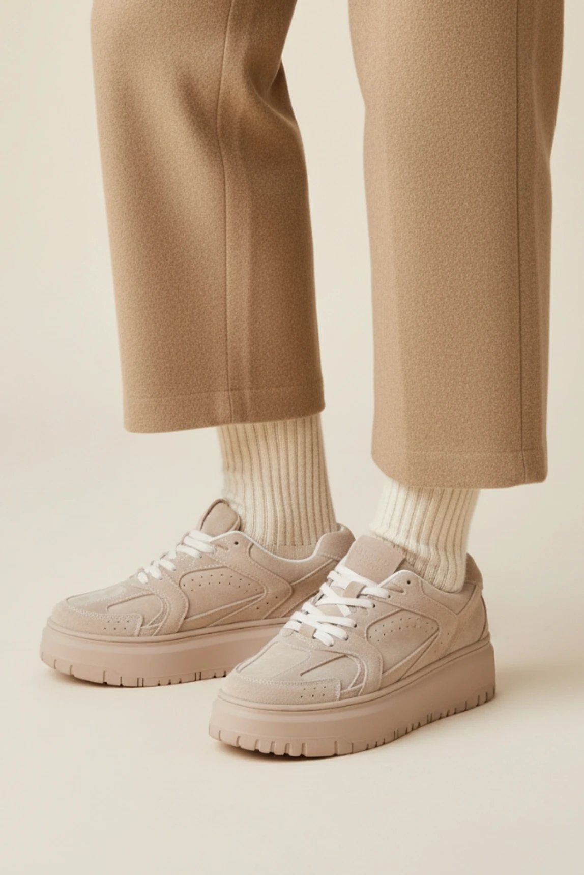 Lufian Kay Kadın Deri Sneaker - Bej