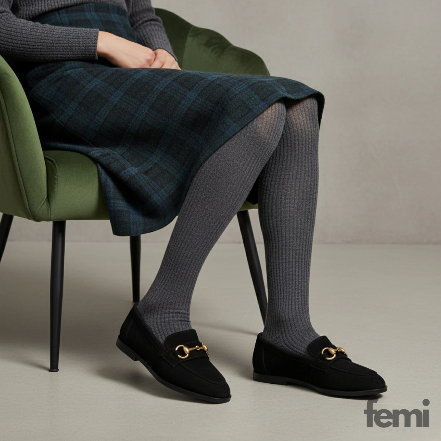 Kuum Kadın Deri Babet K146104 - Siyah Süet